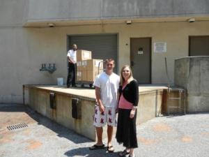 2011, July Camden Libraries compressed Success Won't Wait volunteer Matt McNeill donated over 500 books to the Camden County Library System. Matt is pictured here with Voorhees Librarian Jennifer Druce.