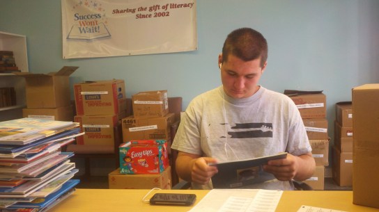 2012, Matt McNeill gets books ready for Back to Basics fall 2012 Title 1 program Over the summer, Matt McNeill labeled books destined for the Back to Basics' "Reading is Basic" program. Matt is a 10-year veteran volunteer for Success Won't Wait and a junior at Archmere Academy.