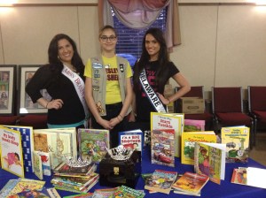Left to right: Margherita Carrieri-Ruso, Miss Brandywine America, Girl Scout cadet Alyson K. of Troop 969, and Vincenza Carrieri-Russo, Miss Delaware United States.