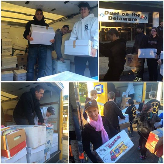 Duel on the Delaware 2015 Book Drive nets over 11,000 lbs. of books for Success Won't Wait's literacy projects. Program total tops 71,000 lbs. collected! Pictured are volunteers Matt McNeill, Vincenzo Carrieri-Russo, Vincenza Carrieri-Russo and more!